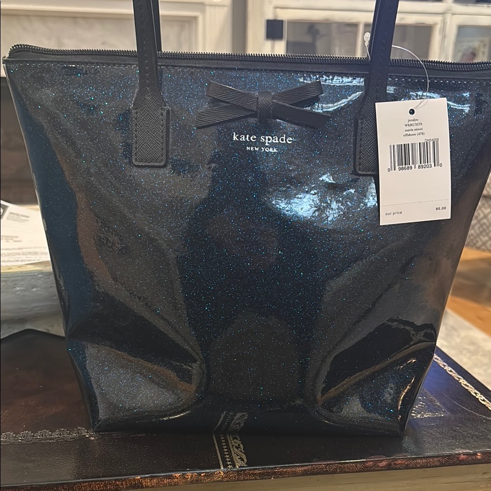 Kate Spade Glitter Tote - Black and Blue - Excellent condition; never used!